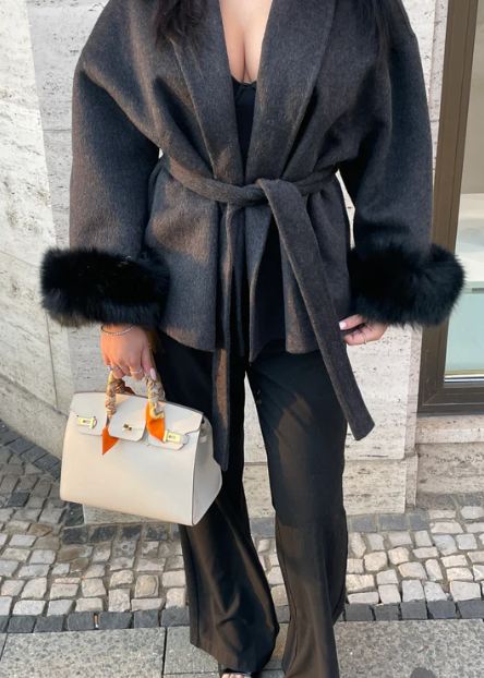 Maskot Suni Kürk Kemerli Ceket