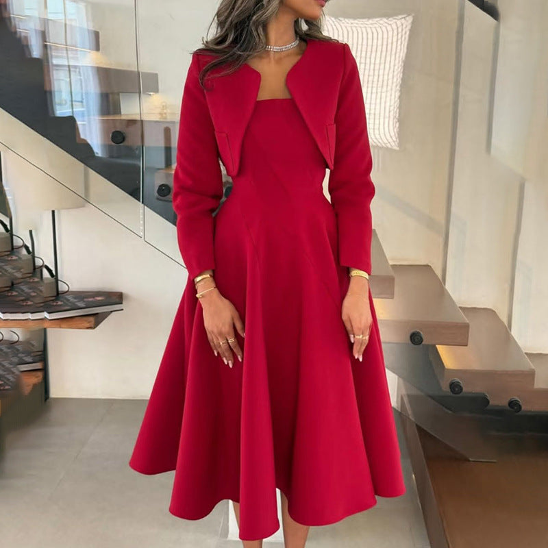 Maskot Evelyn Uzun Kollu Midi Elbise