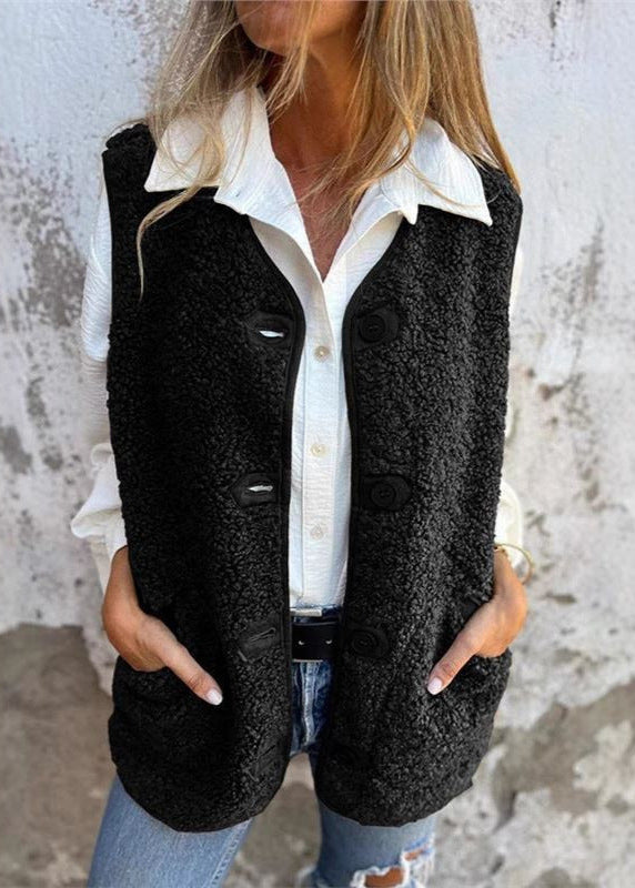 Maskot Düğmeli Suni Kürk Yelek