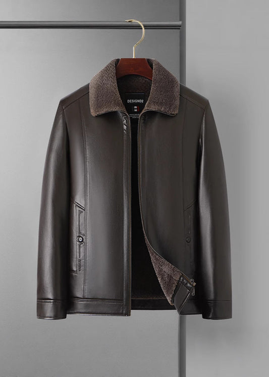 Maskotr Leather and Fur Winter Coat