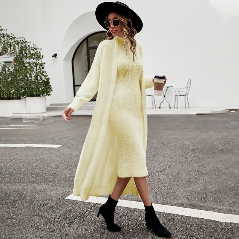 Maskot Harper Örgü Seti — Uzun Hırka + Örgü Elbise Seti