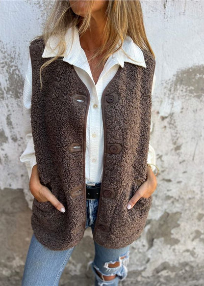 Maskot Düğmeli Suni Kürk Yelek