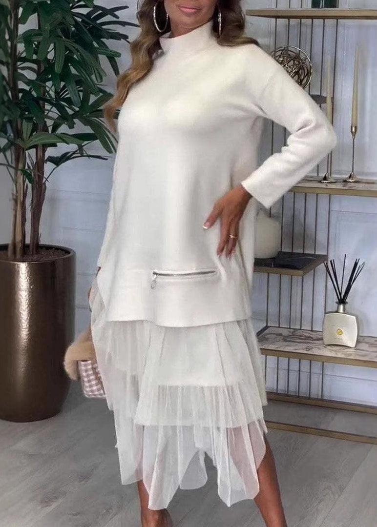 Maskot Mesh-Detail Knit Dress