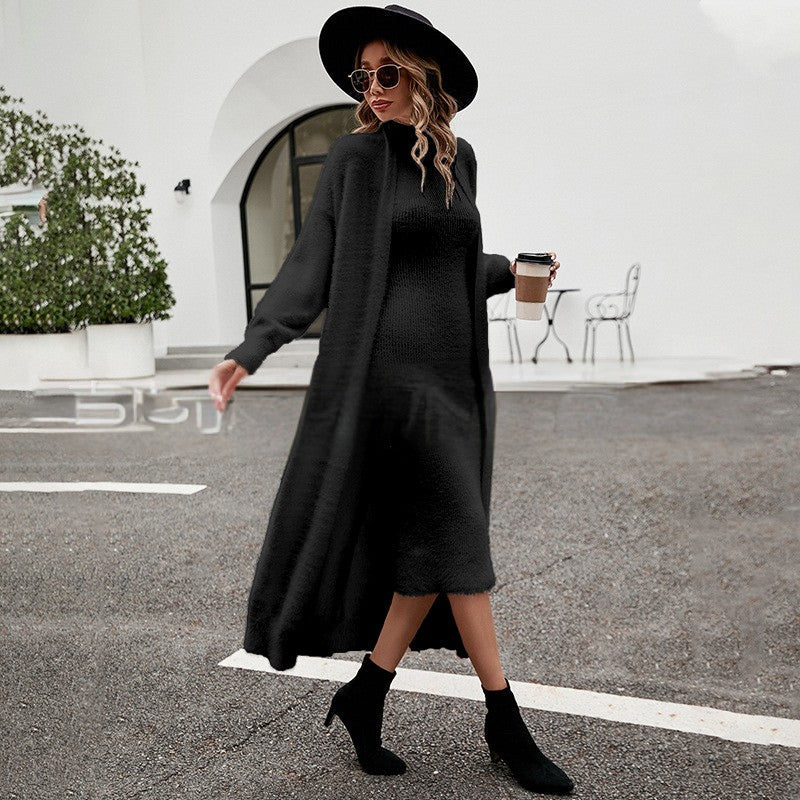 Maskot Harper Örgü Seti — Uzun Hırka + Örgü Elbise Seti