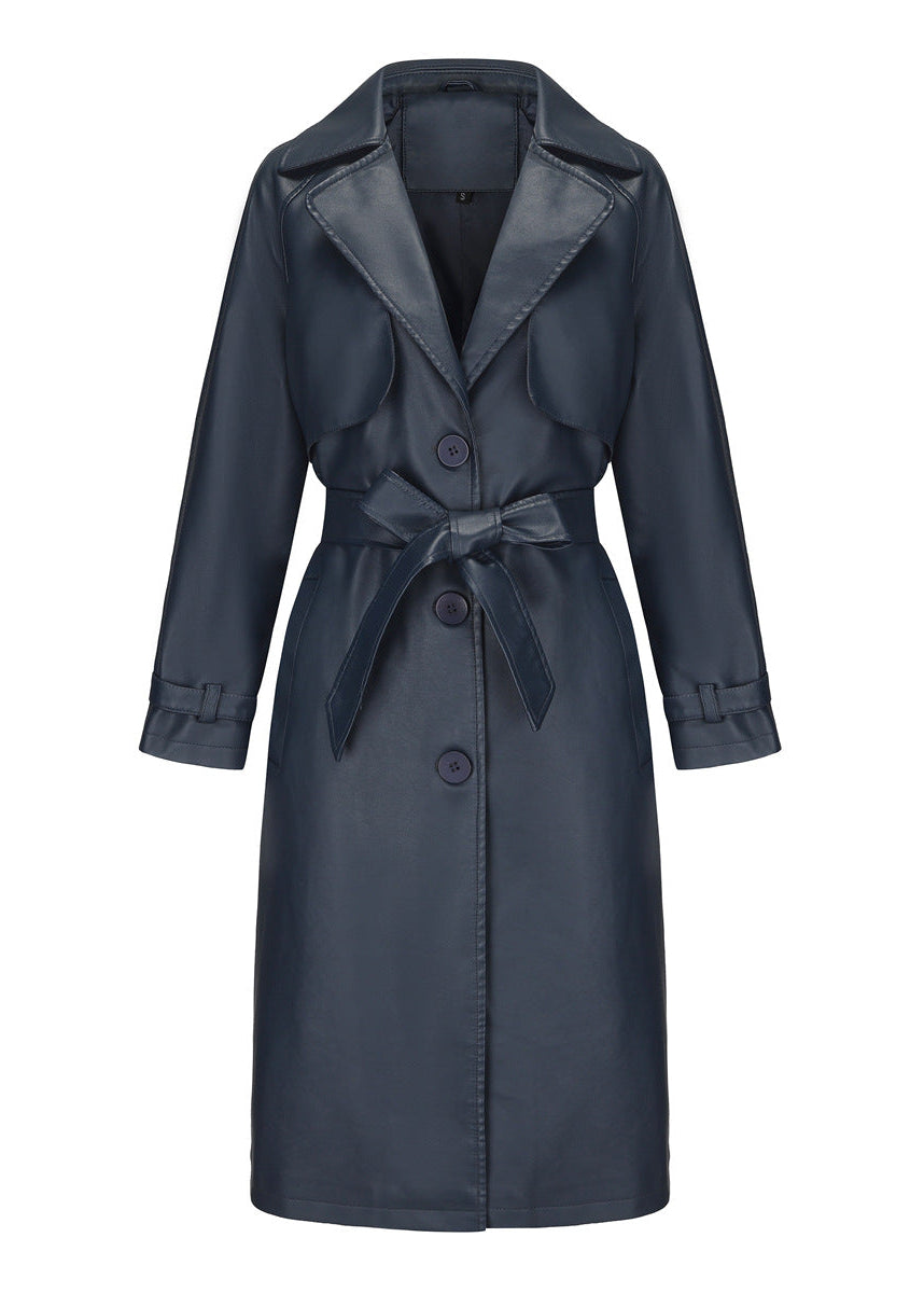 Maskot Raven Faux Leather Trench Coat