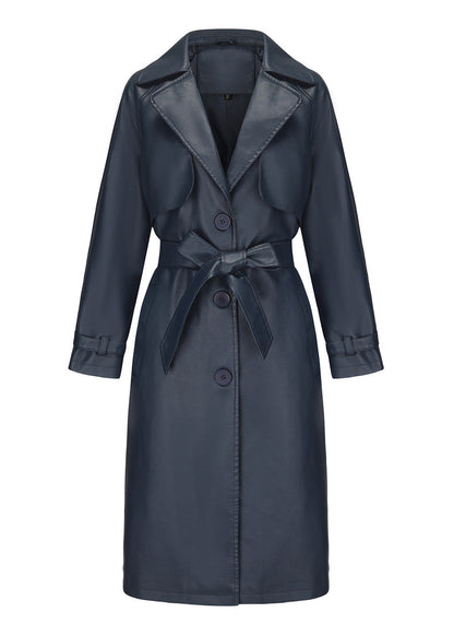 Maskot Raven Faux Leather Trench Coat