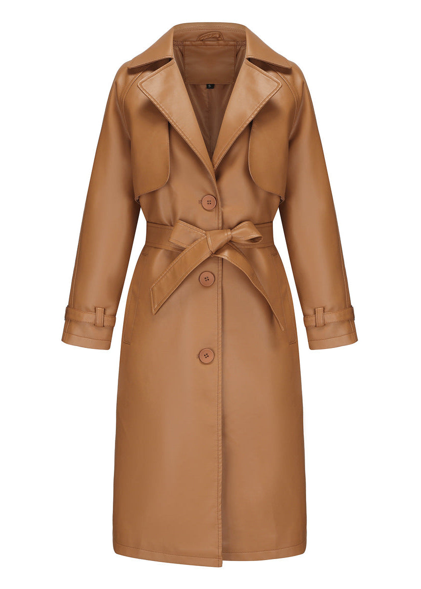 Maskot Raven Faux Leather Trench Coat