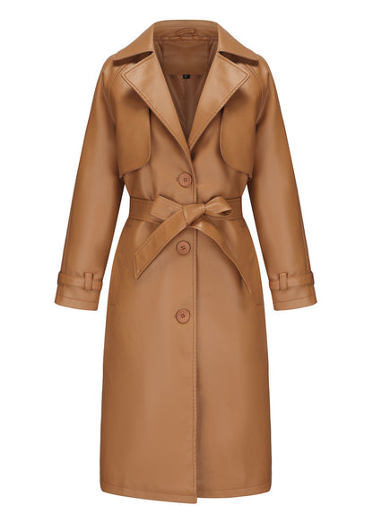 Maskot Raven Faux Leather Trench Coat