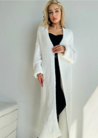 Maskot Grey Faux Fur Long Cardigan