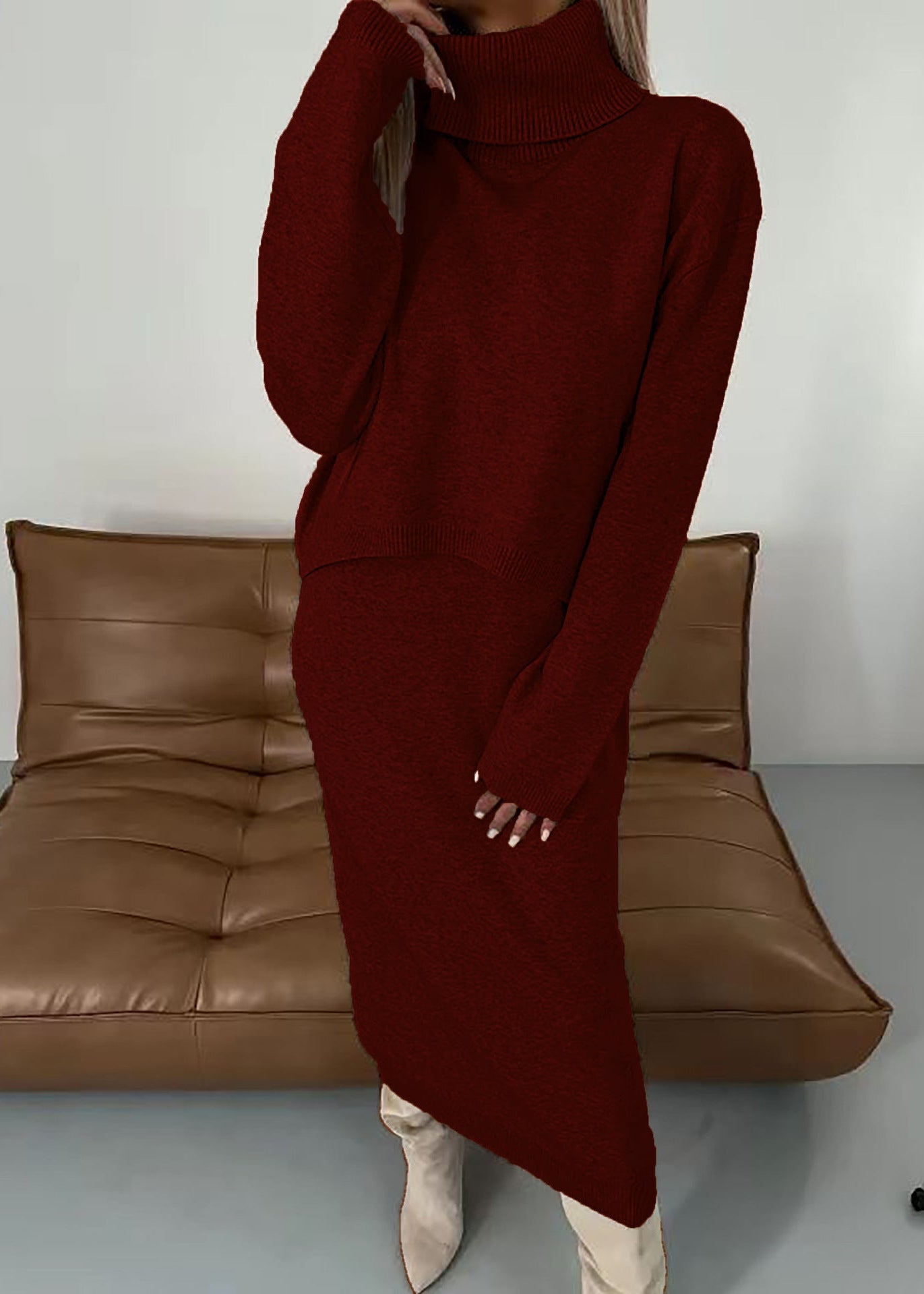 Maskot Uzun Ribana Örgü Elbise