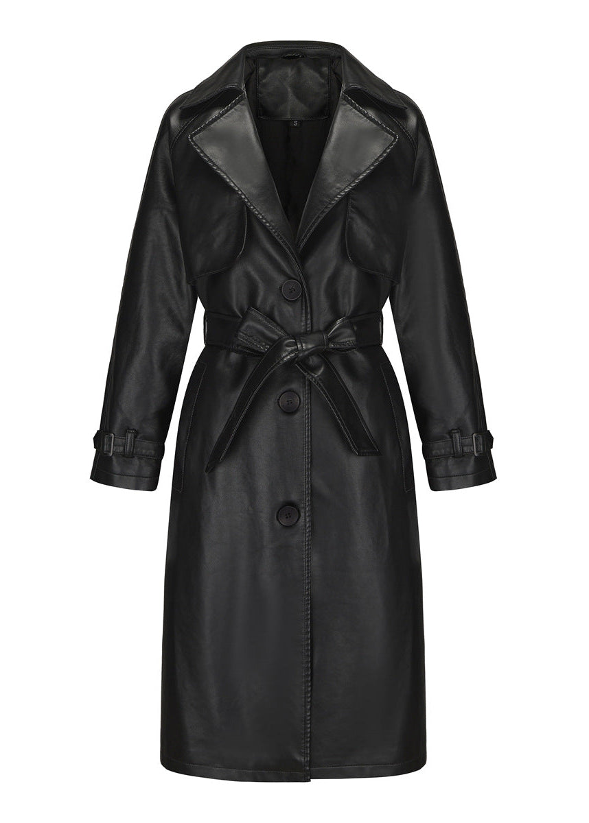 Maskot Raven Faux Leather Trench Coat