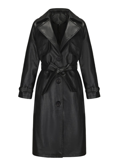 Maskot Raven Faux Leather Trench Coat