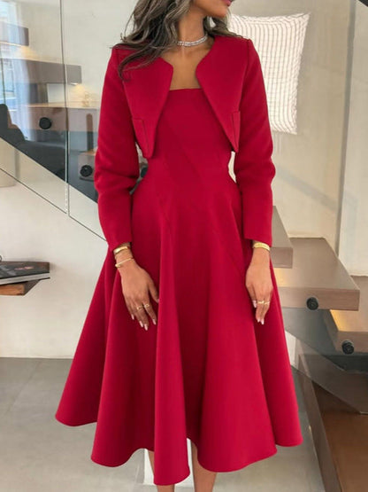 Maskot Evelyn Uzun Kollu Midi Elbise