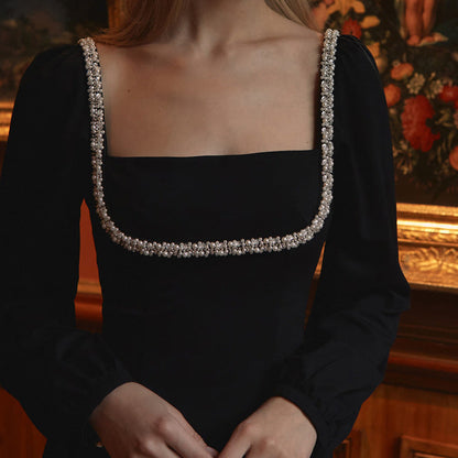 Maskot Celestia Kristal Detaylı Siyah Elbise