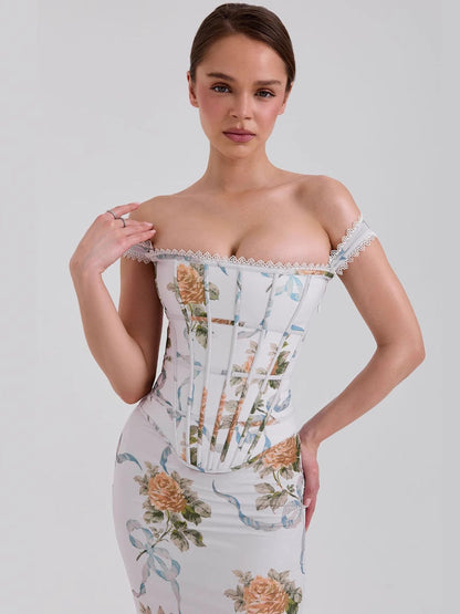 Maskot Aurora Çiçekli Midi Elbise