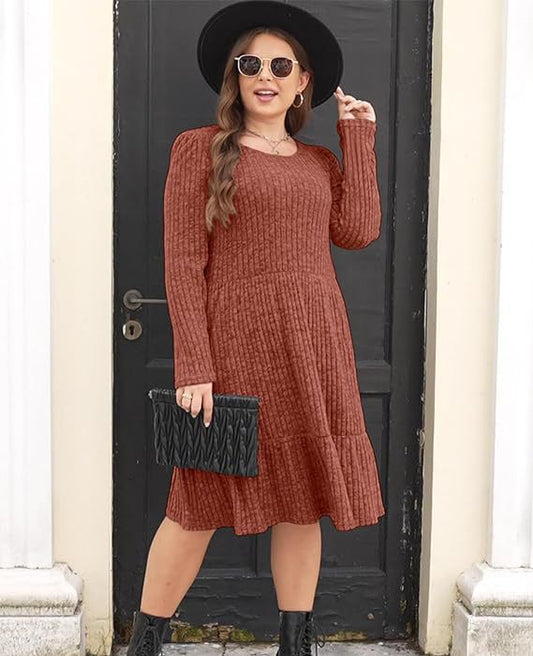 Maskot Striped Knit Sweater Dress