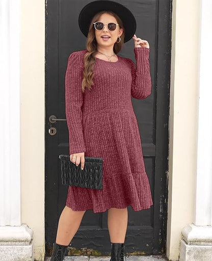 Maskot Striped Knit Sweater Dress
