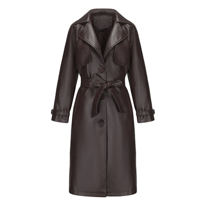 Maskot Raven Faux Leather Trench Coat