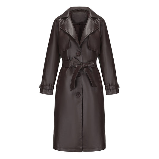Maskot Raven Faux Leather Trench Coat